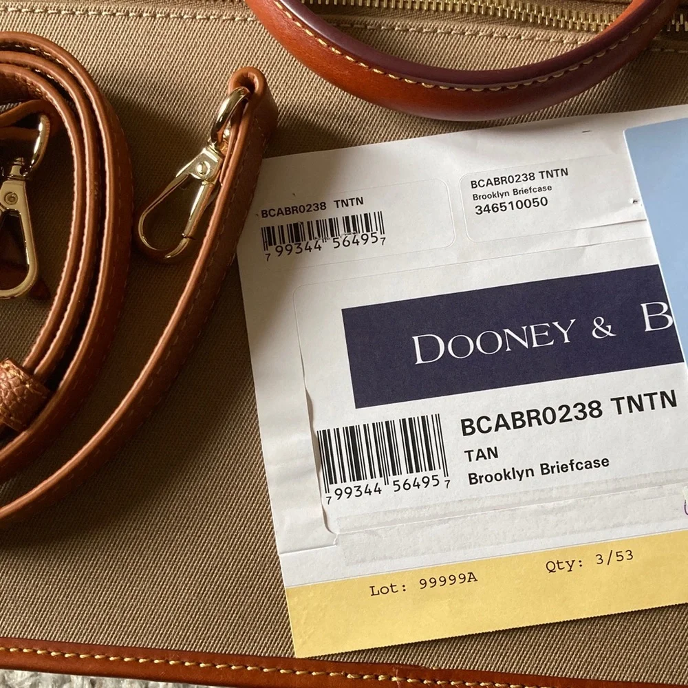 NWT Dooney & Bourke Tan Canvas with Brown Leather Trim Briefcase